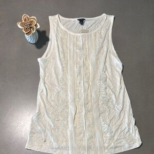 Elegant White Lace Trim Tank Top